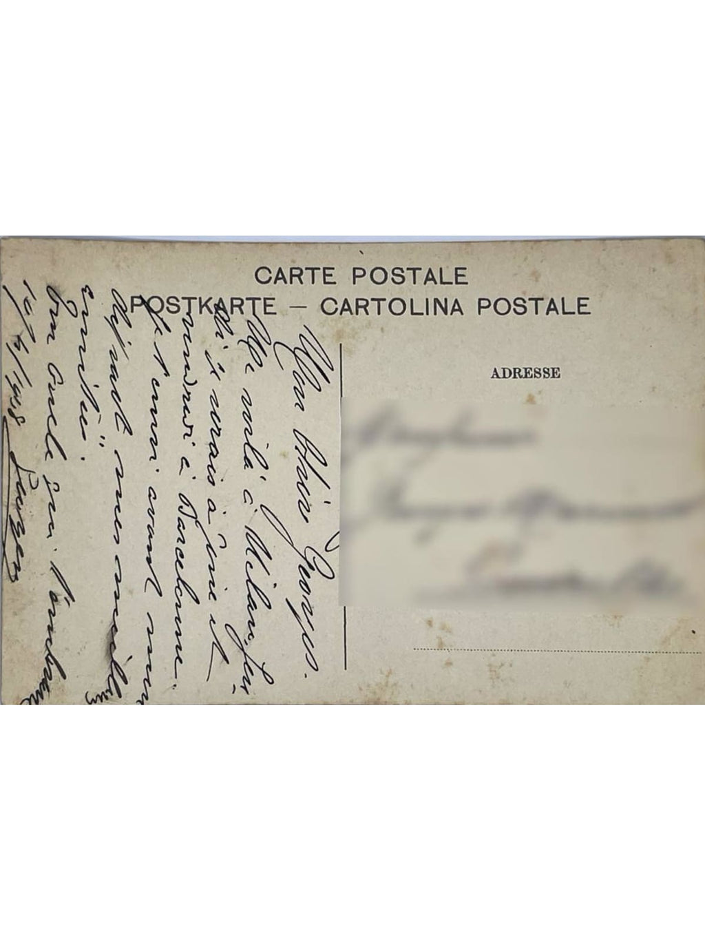 Verso de la carte postale