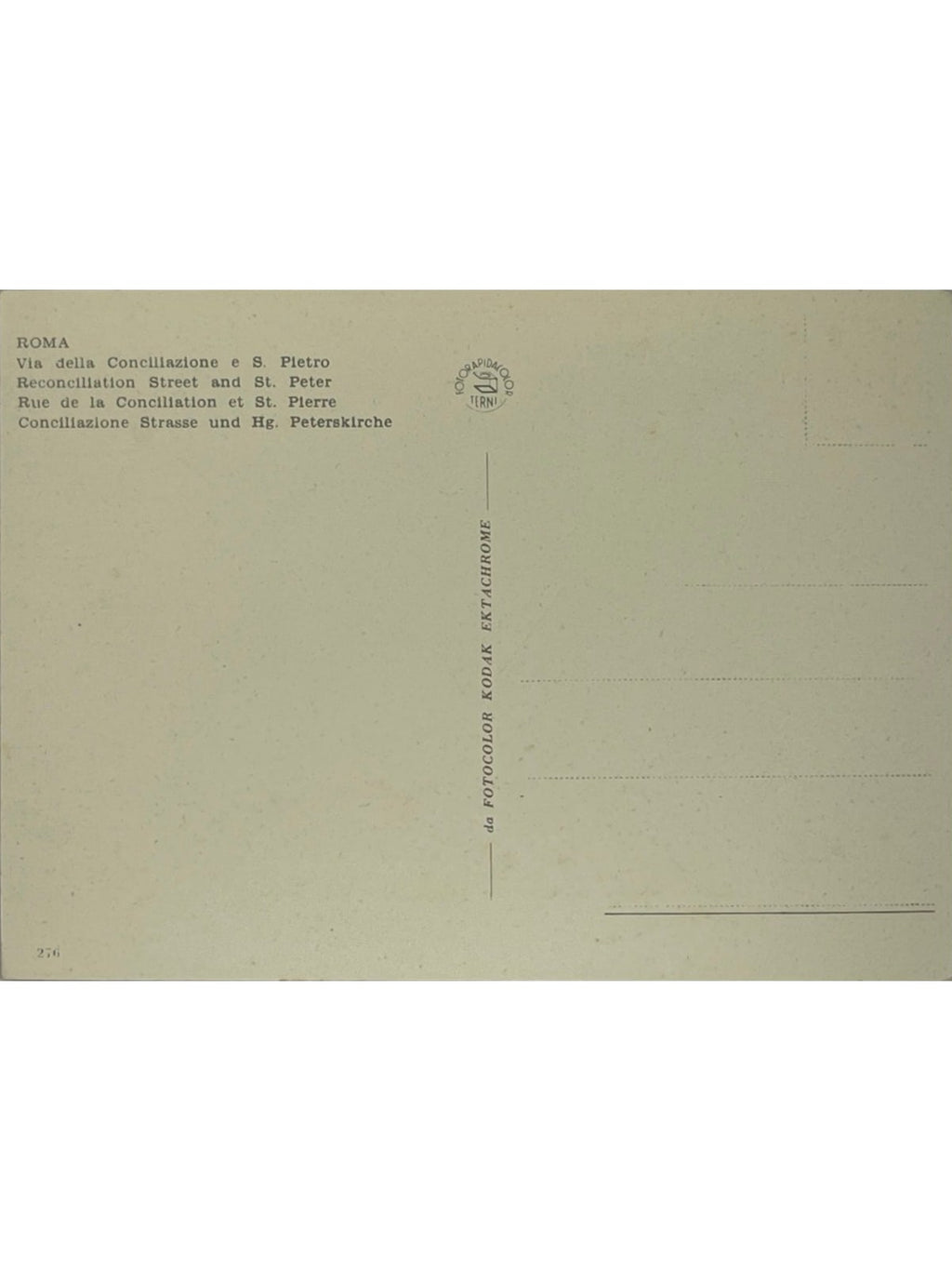 Verso de la carte postale