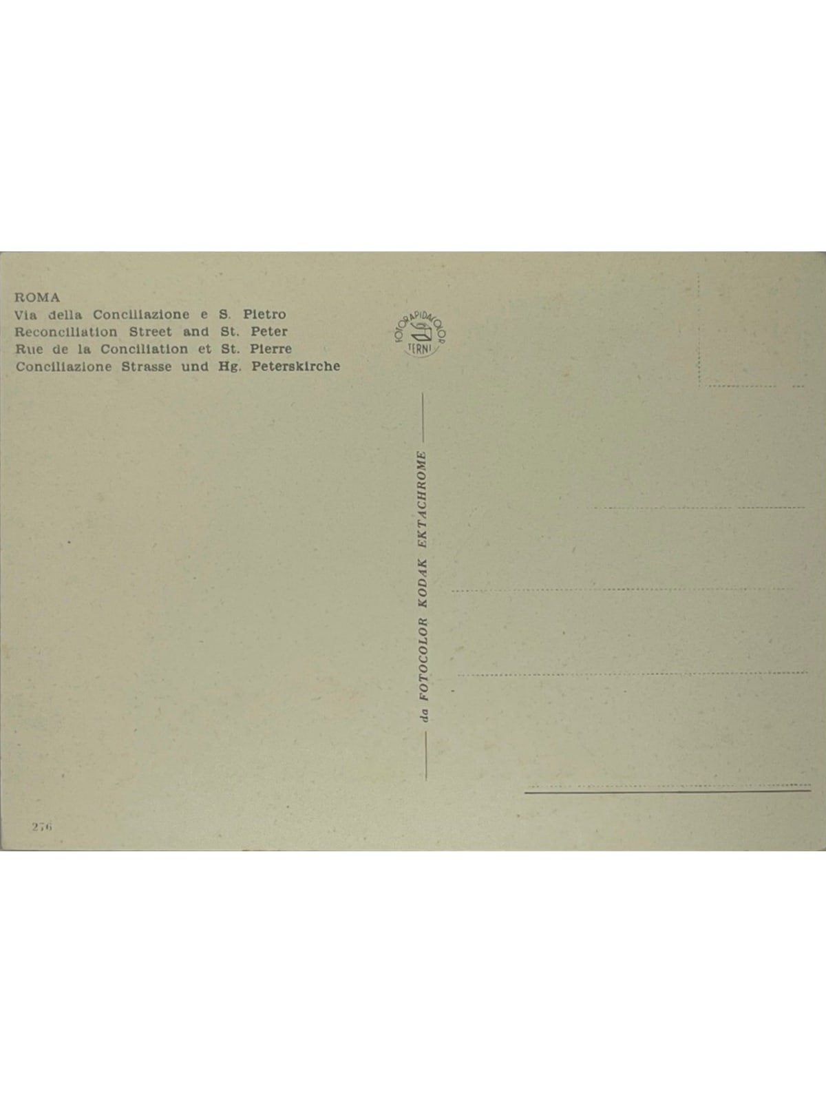 Verso de la carte postale