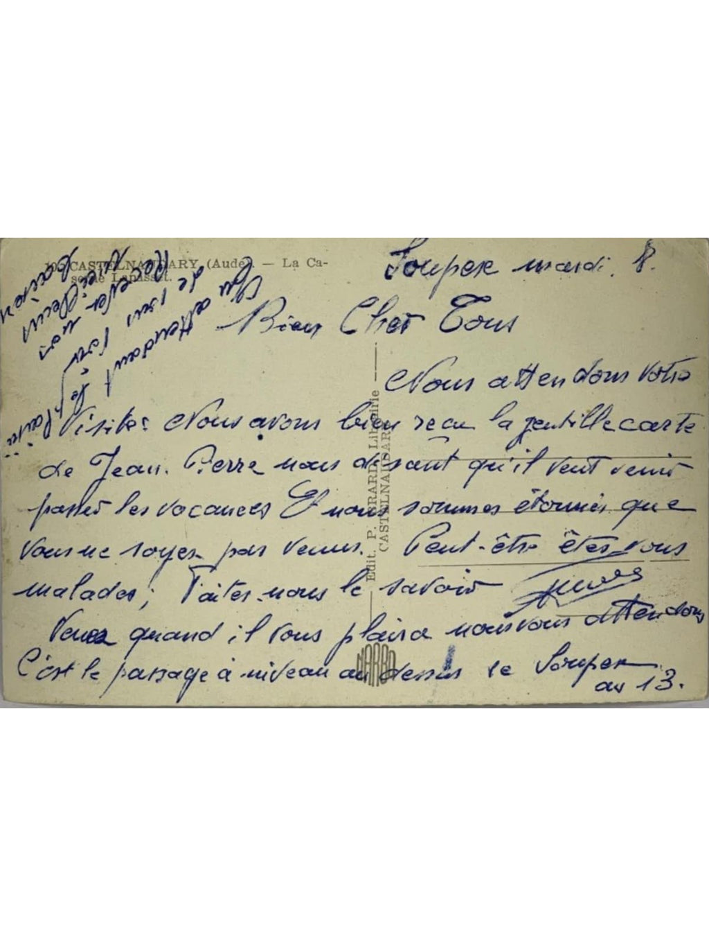 Verso de la carte postale