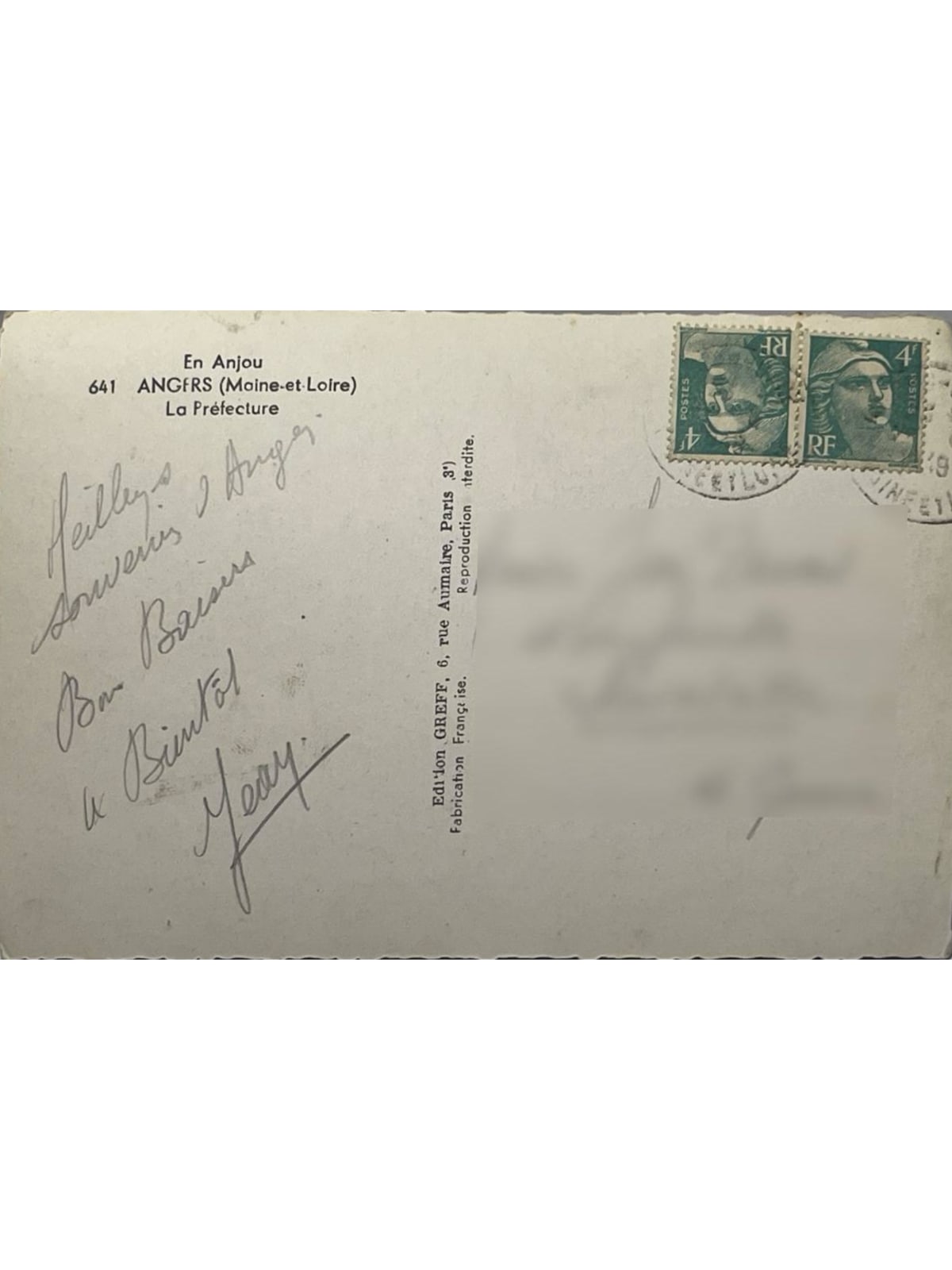 Verso de la carte postale
