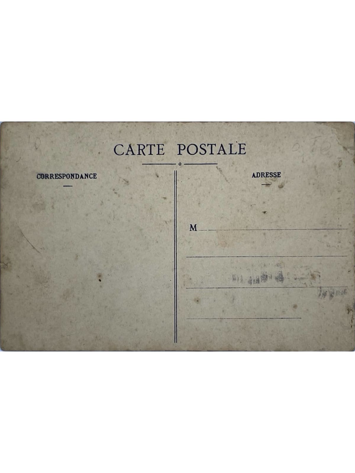 Verso de la carte postale