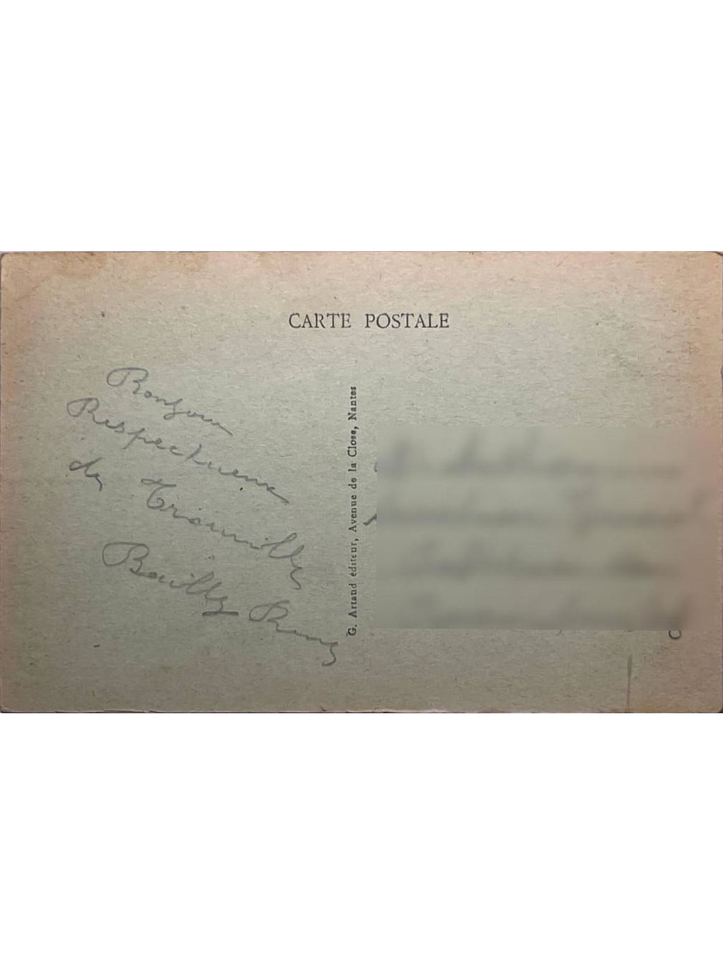 Verso de la carte postale