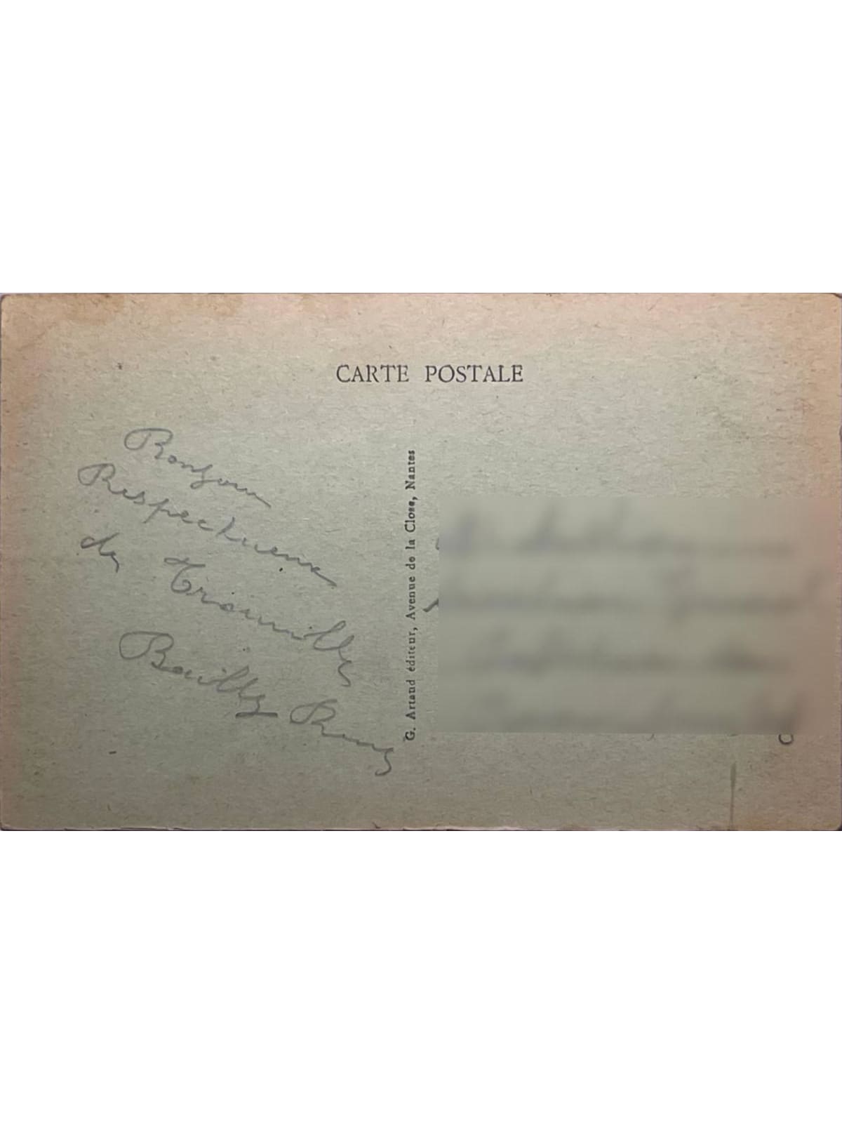 Verso de la carte postale