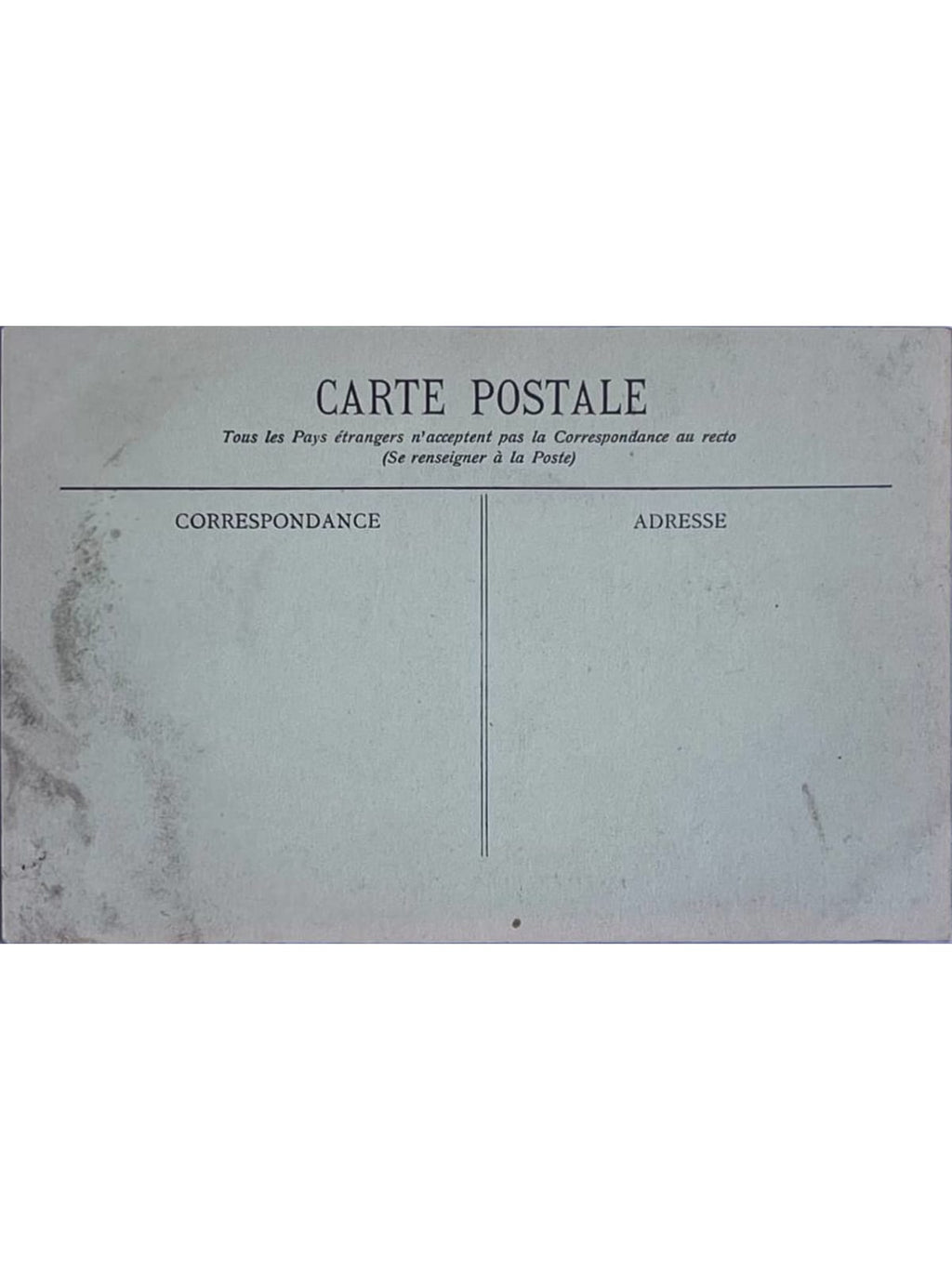Verso de la carte postale