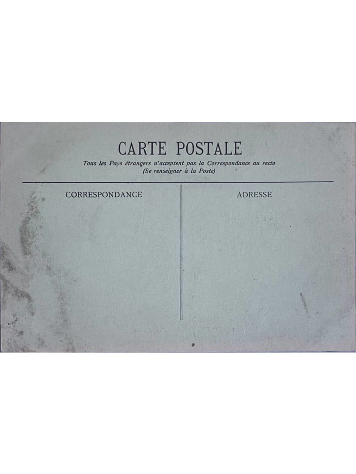 Verso de la carte postale