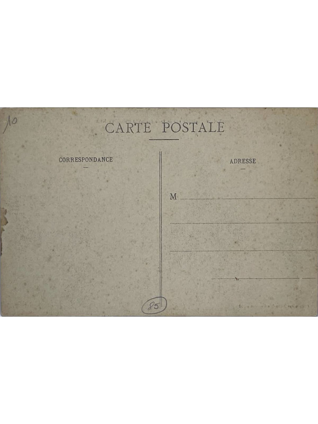 Verso de la carte postale