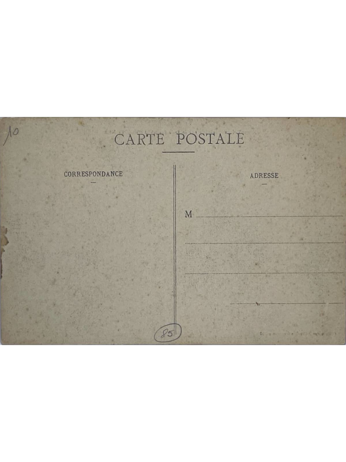 Verso de la carte postale