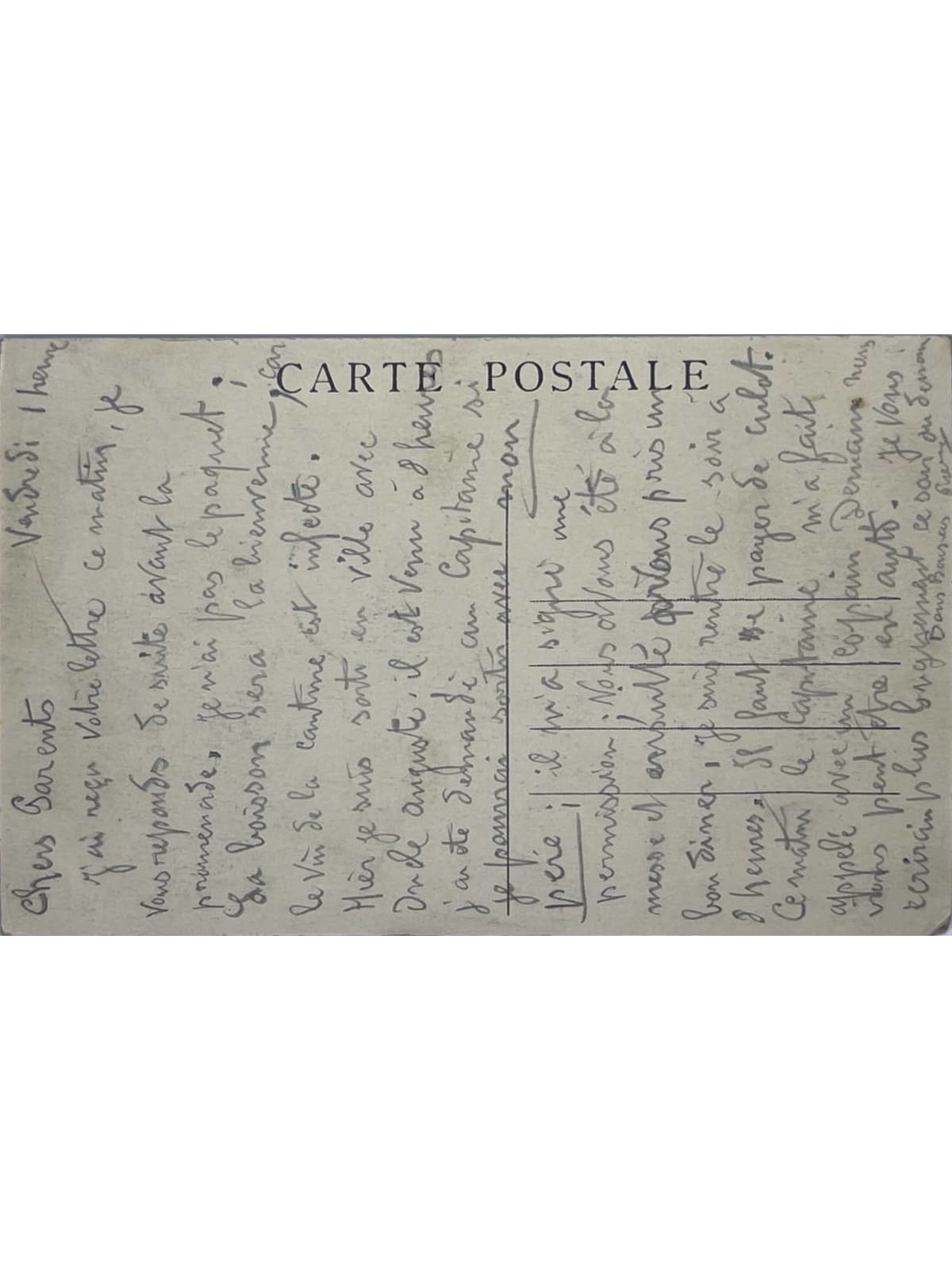 Verso de la carte postale