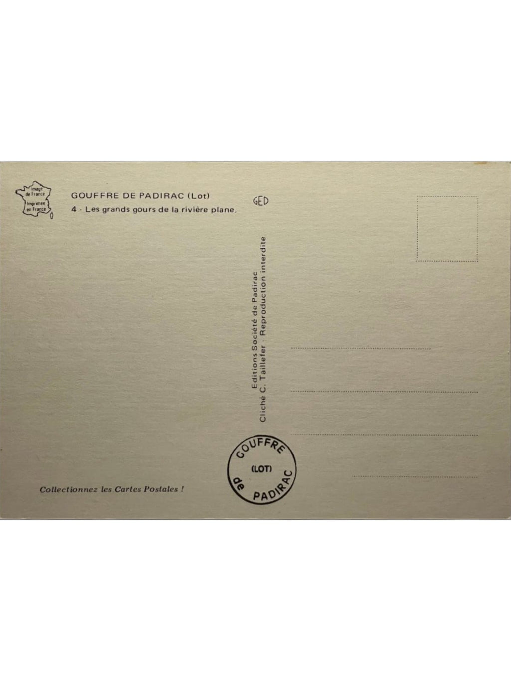Verso de la carte postale