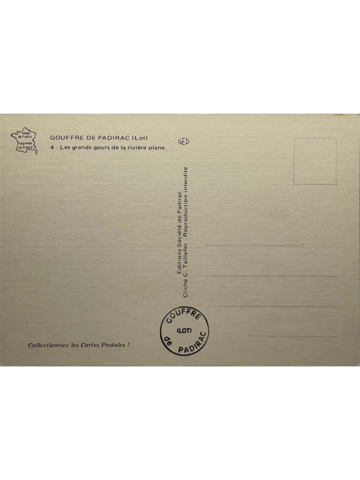Verso de la carte postale