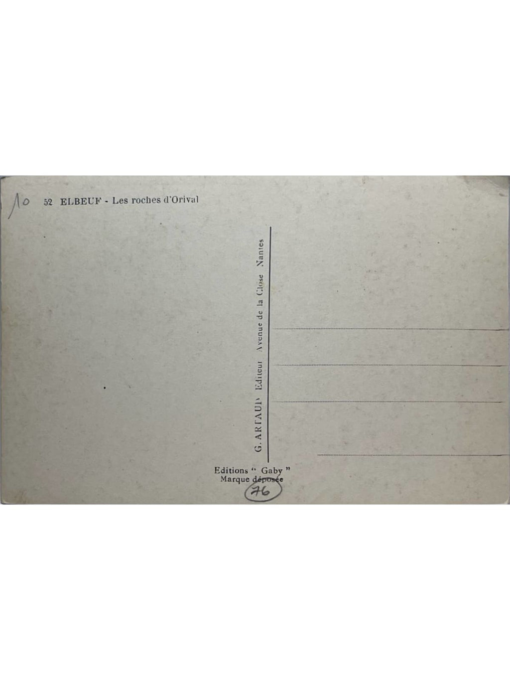 Verso de la carte postale