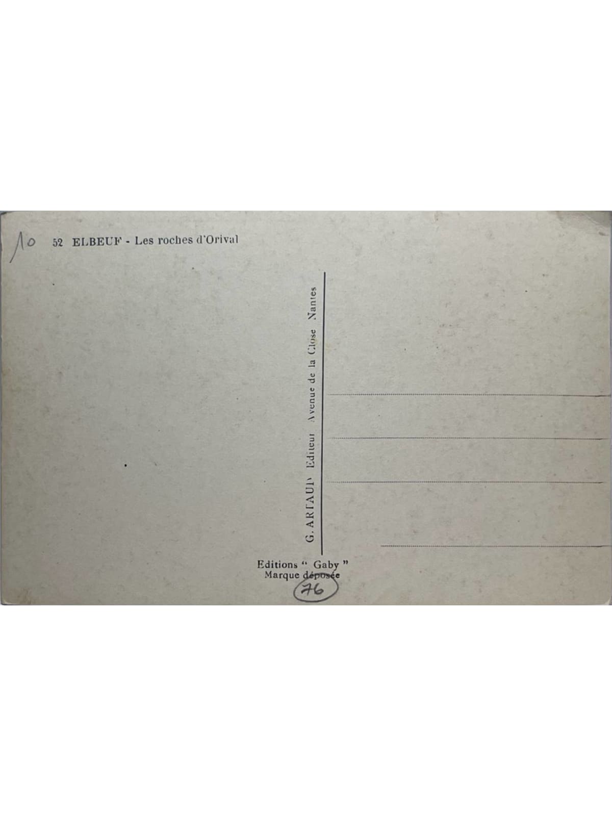 Verso de la carte postale