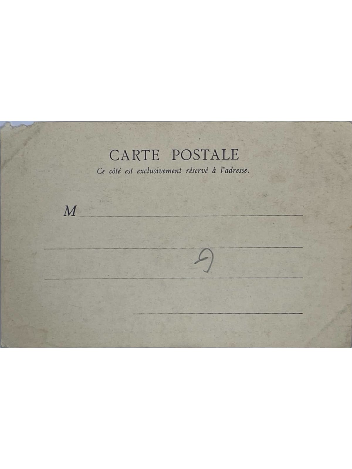 Verso de la carte postale