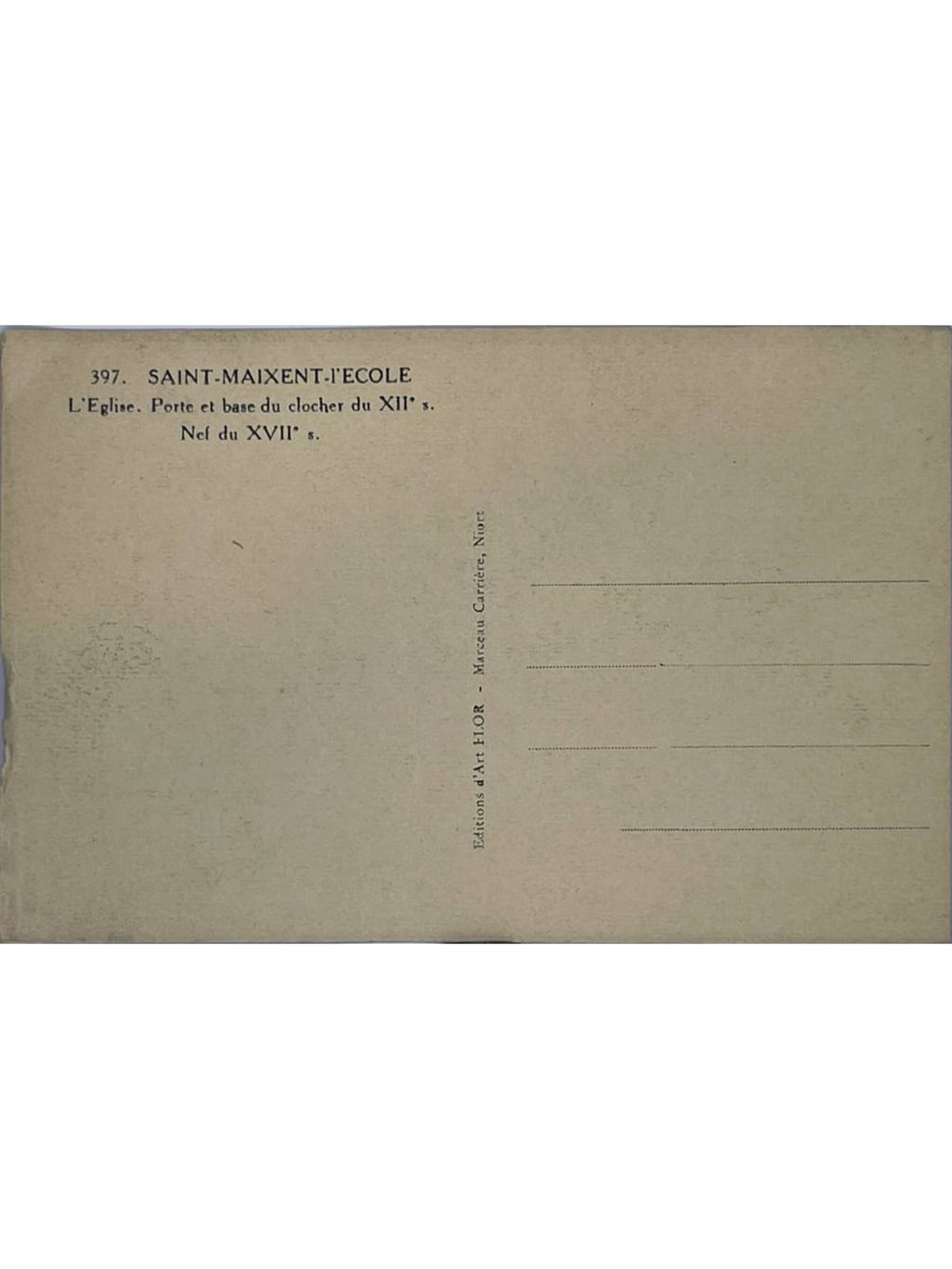 Verso de la carte postale