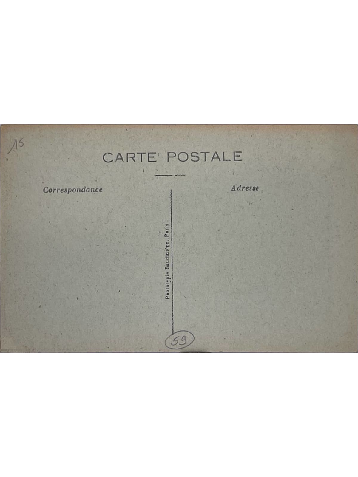 Verso de la carte postale