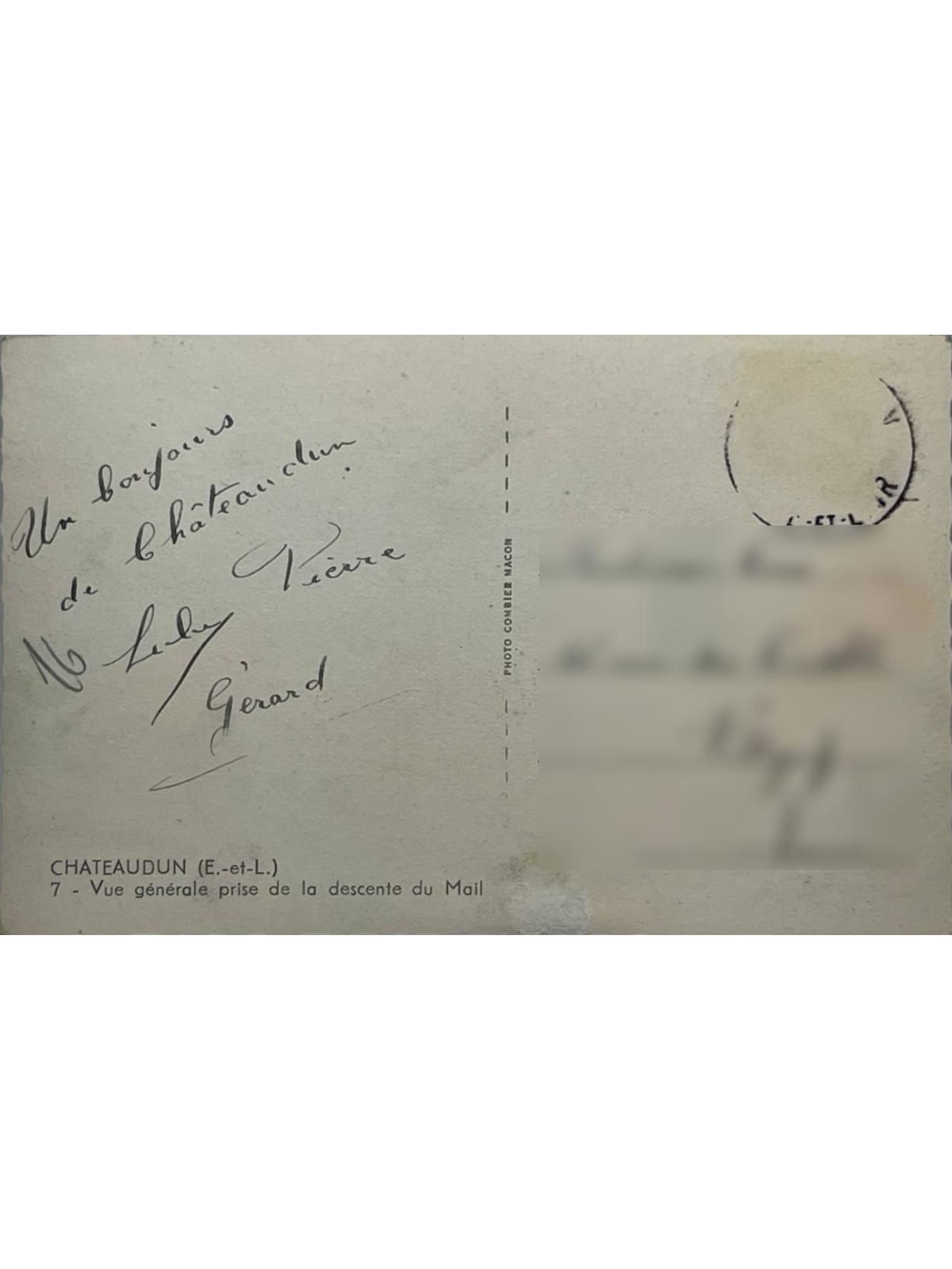 Verso de la carte postale