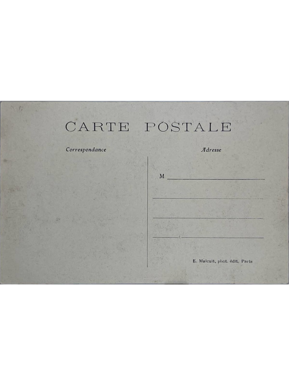 Verso de la carte postale