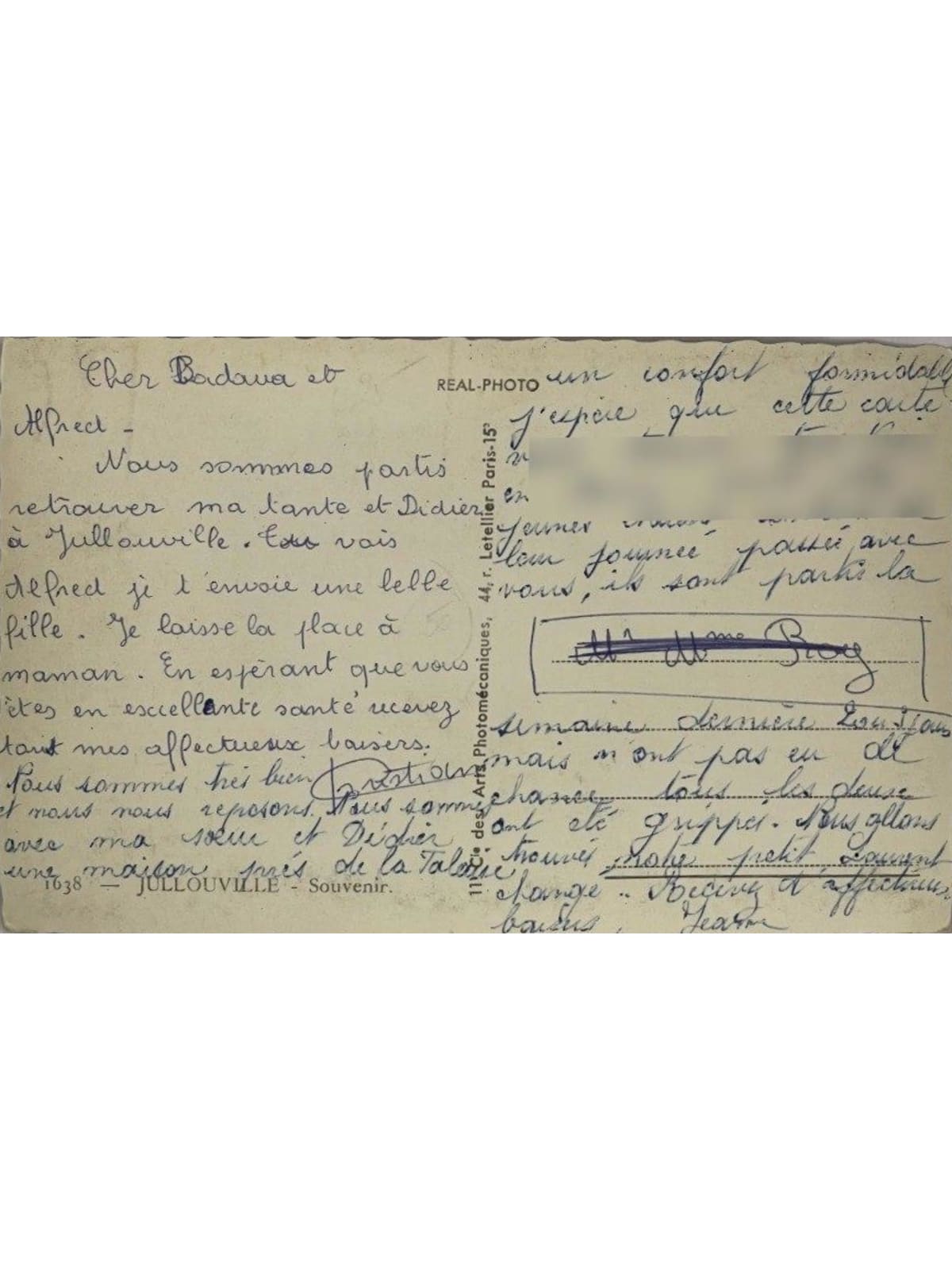 Verso de la carte postale
