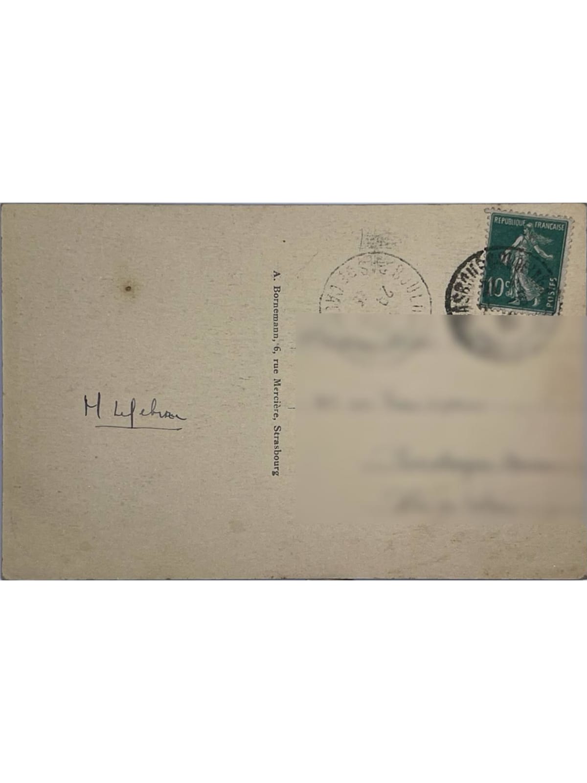 Verso de la carte postale