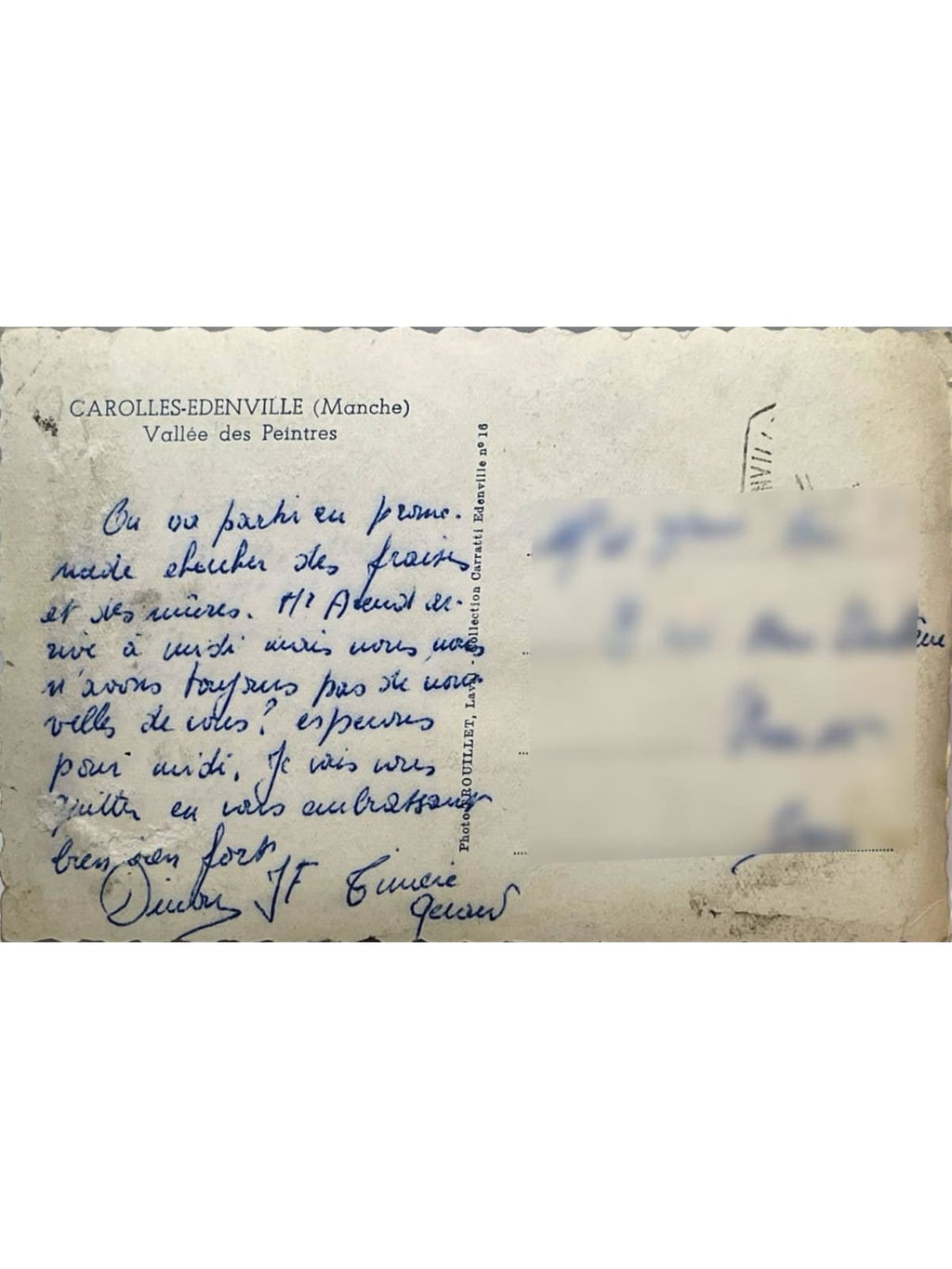Verso de la carte postale