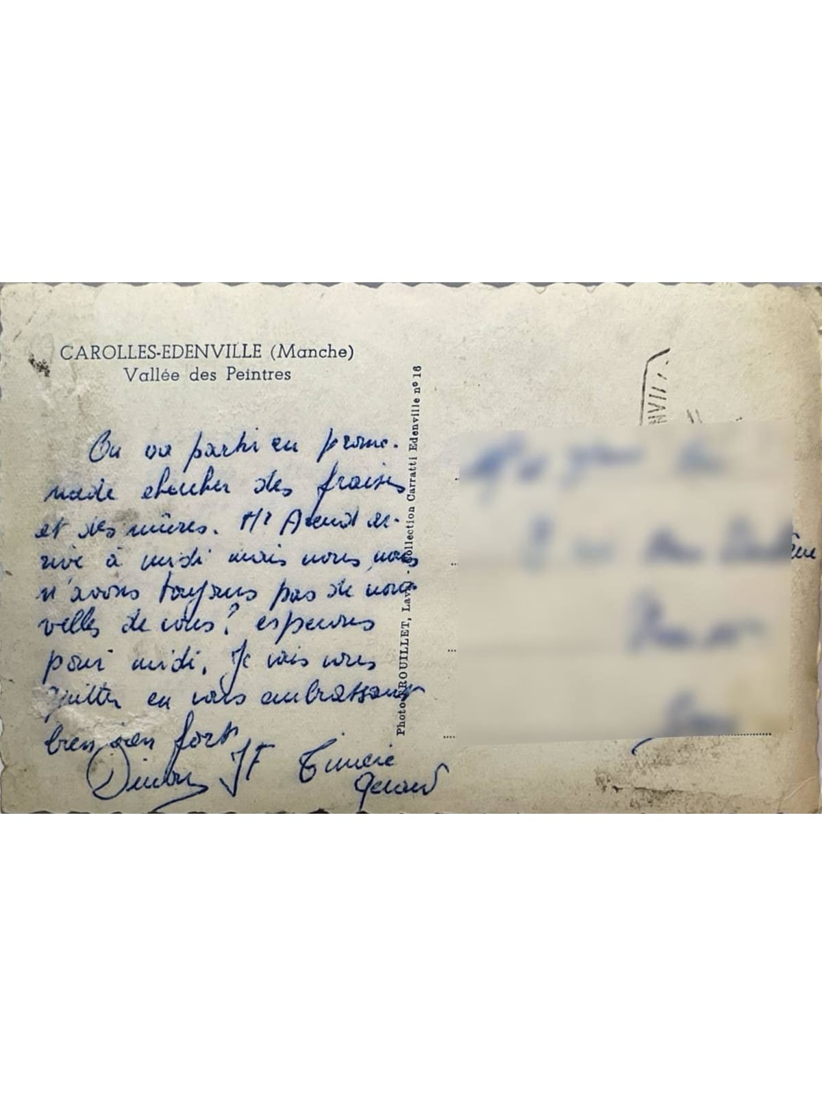 Verso de la carte postale