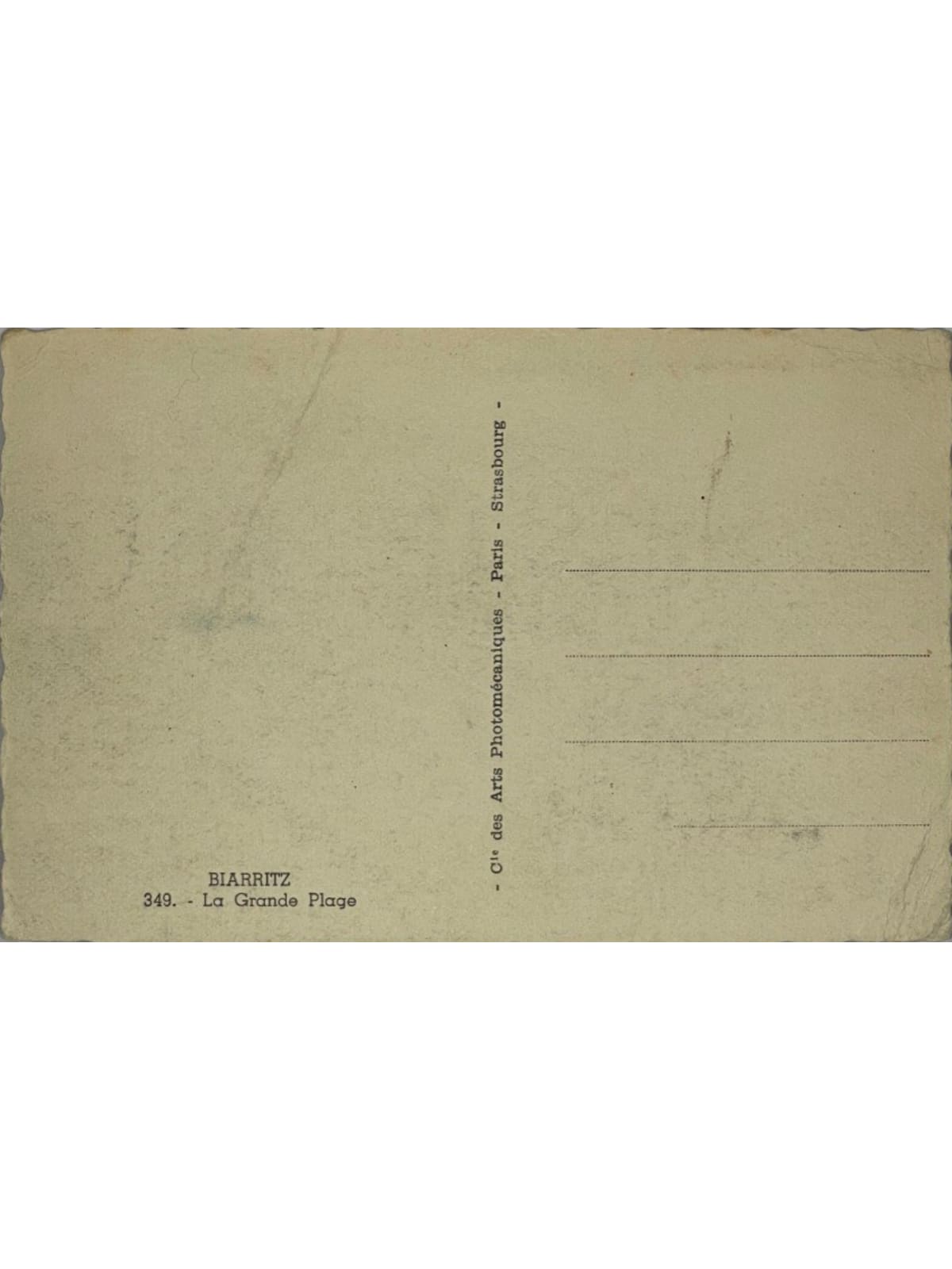 Verso de la carte postale