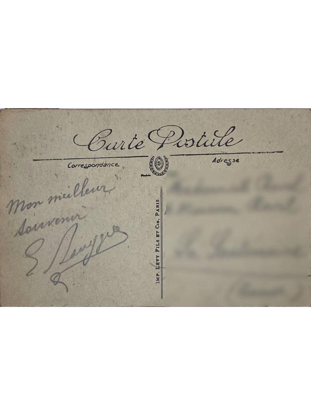 Verso de la carte postale