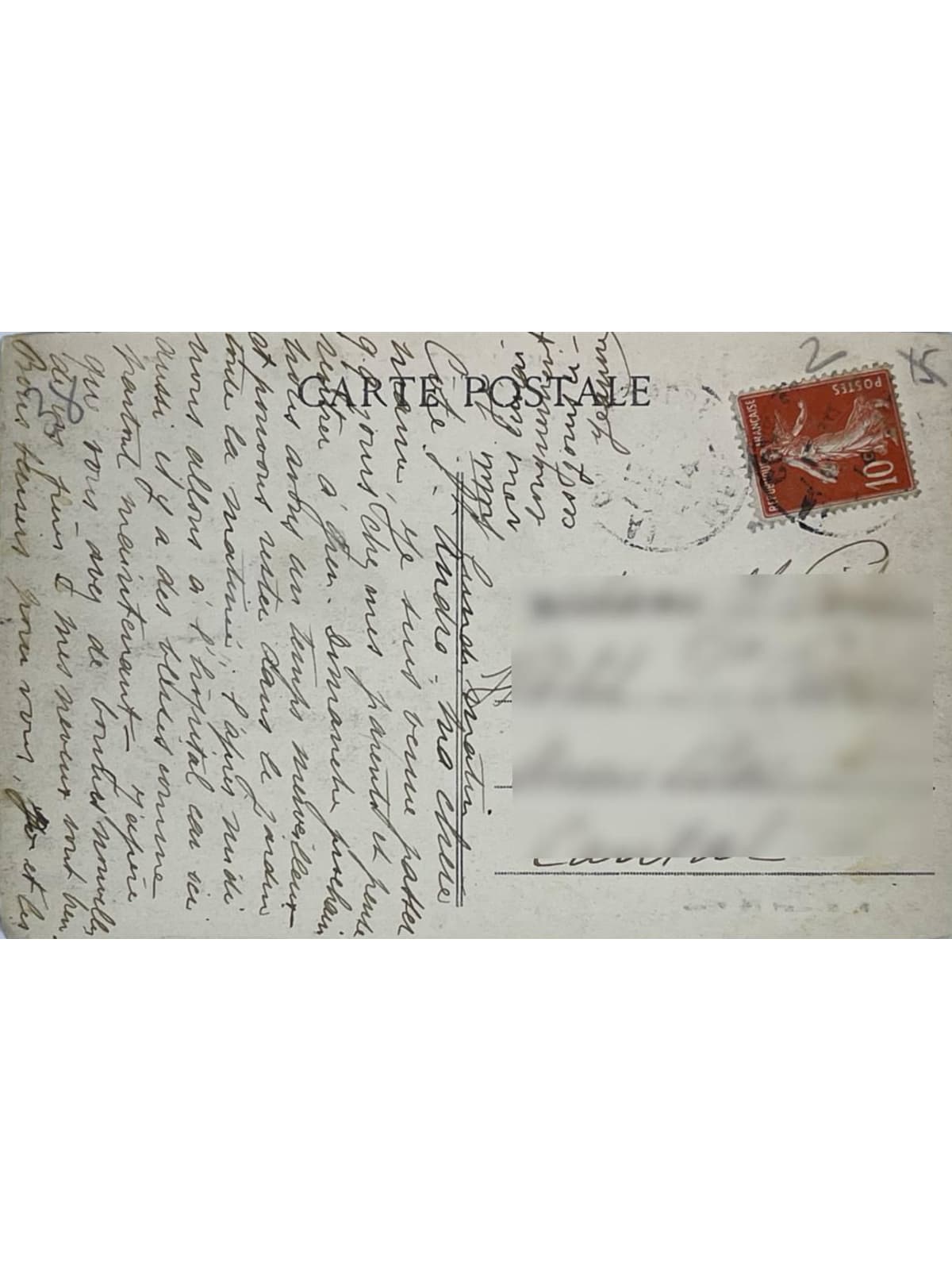 Verso de la carte postale