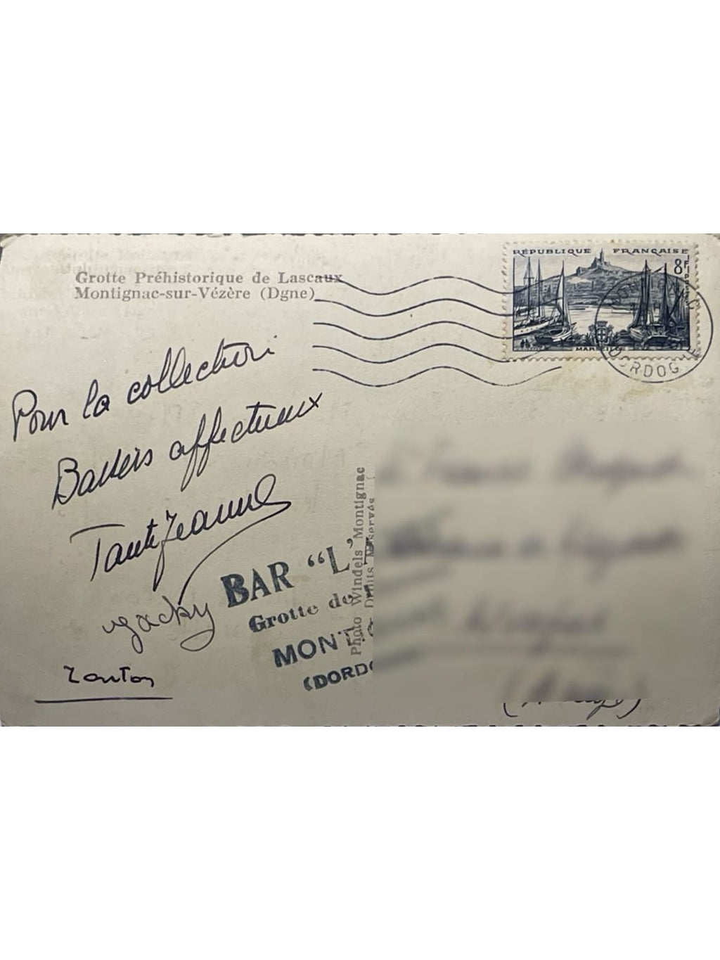 Verso de la carte postale