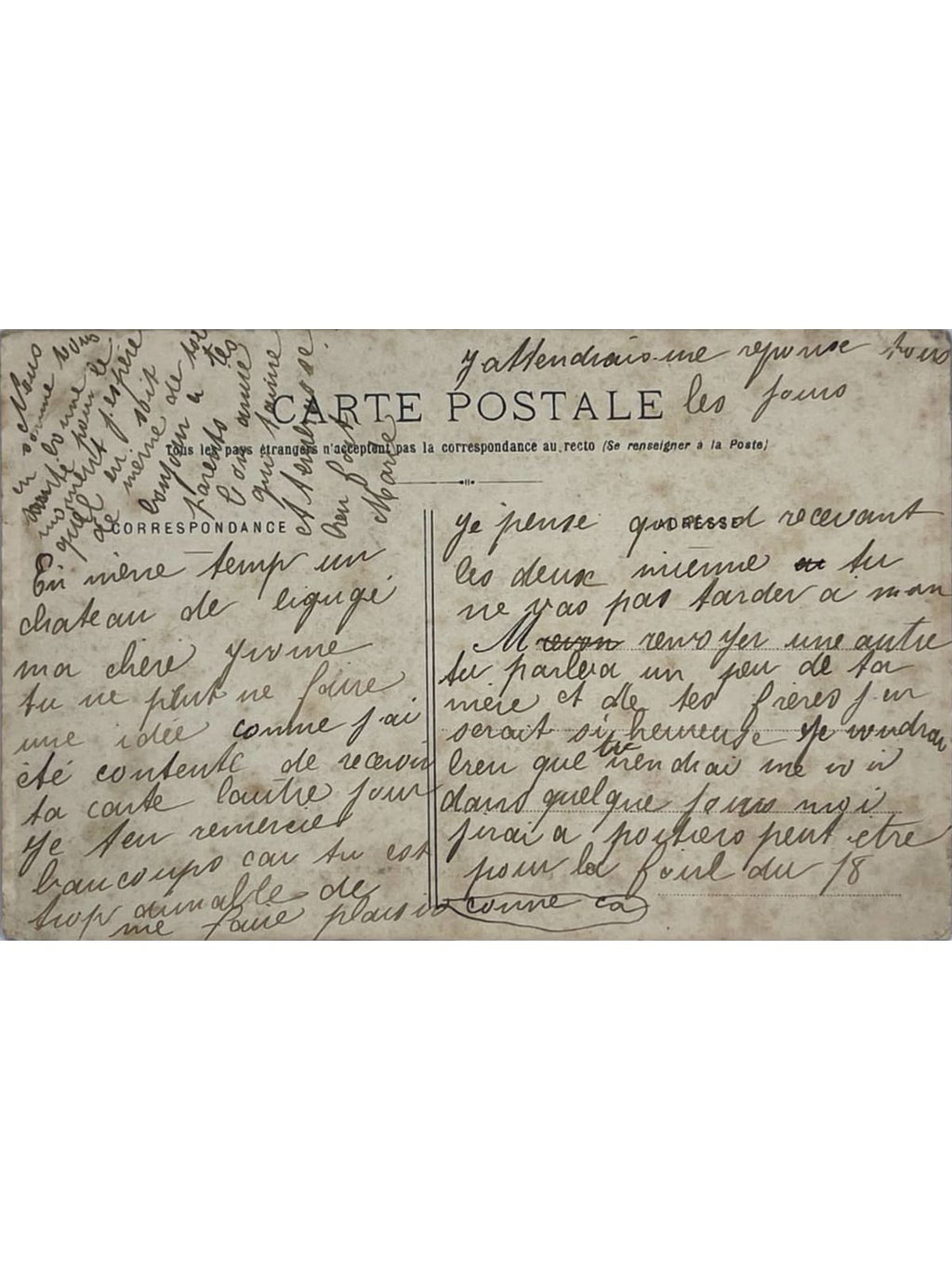 Verso de la carte postale