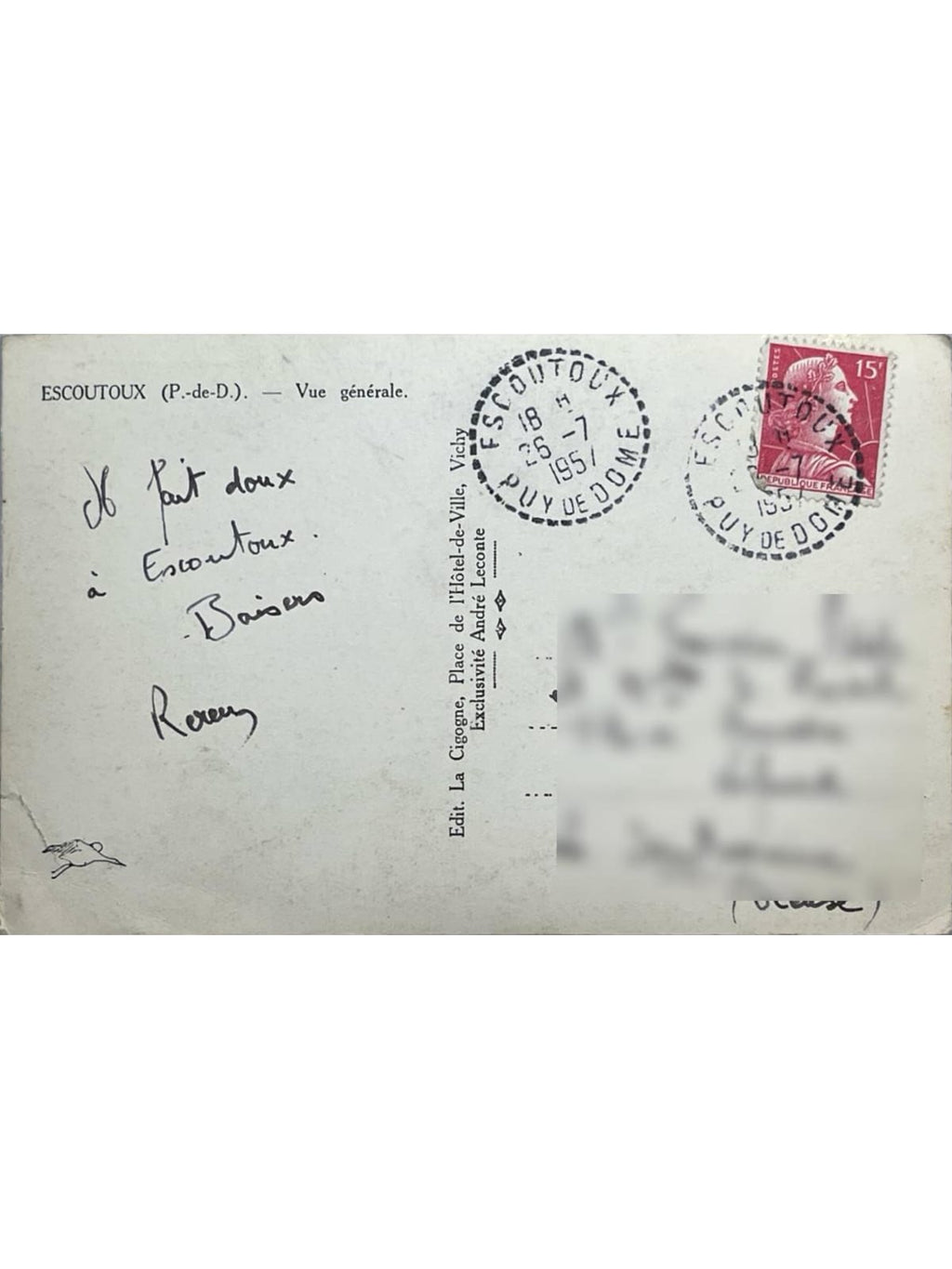 Verso de la carte postale