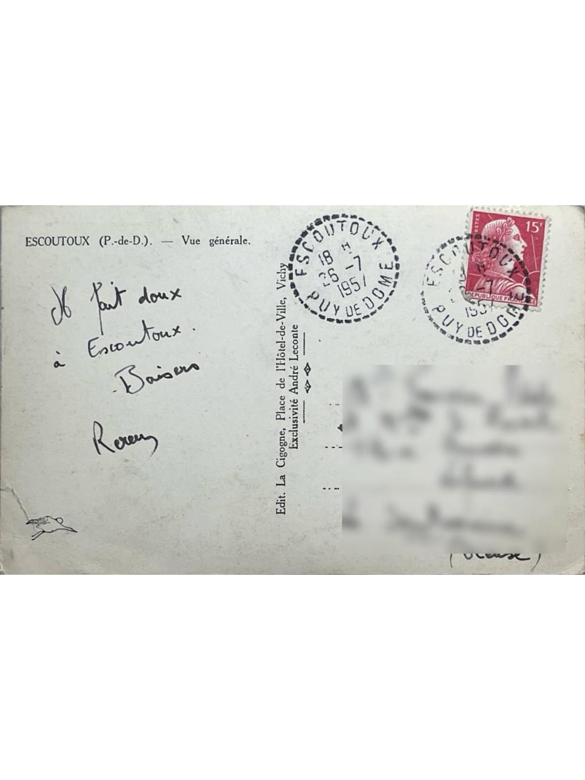 Verso de la carte postale