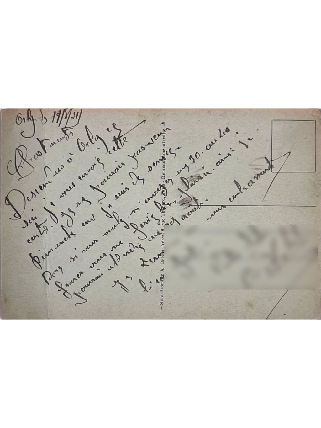 Verso de la carte postale