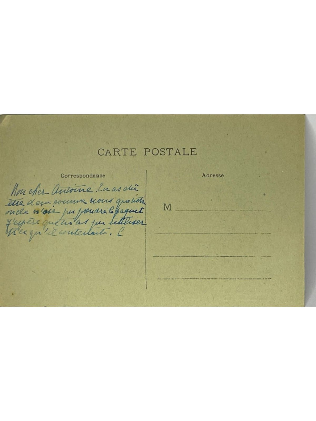 Verso de la carte postale