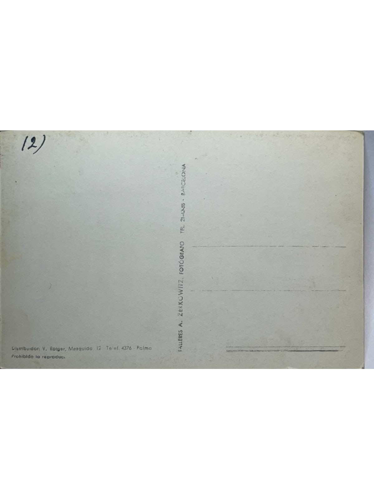 Verso de la carte postale