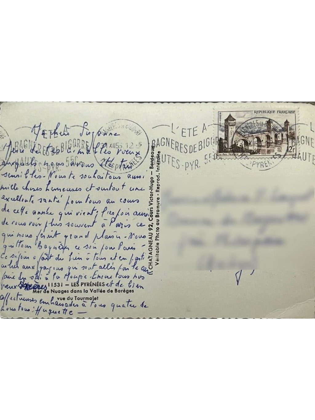 Verso de la carte postale