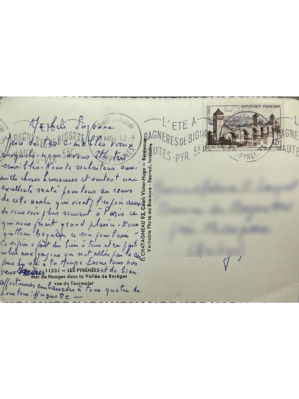 Verso de la carte postale