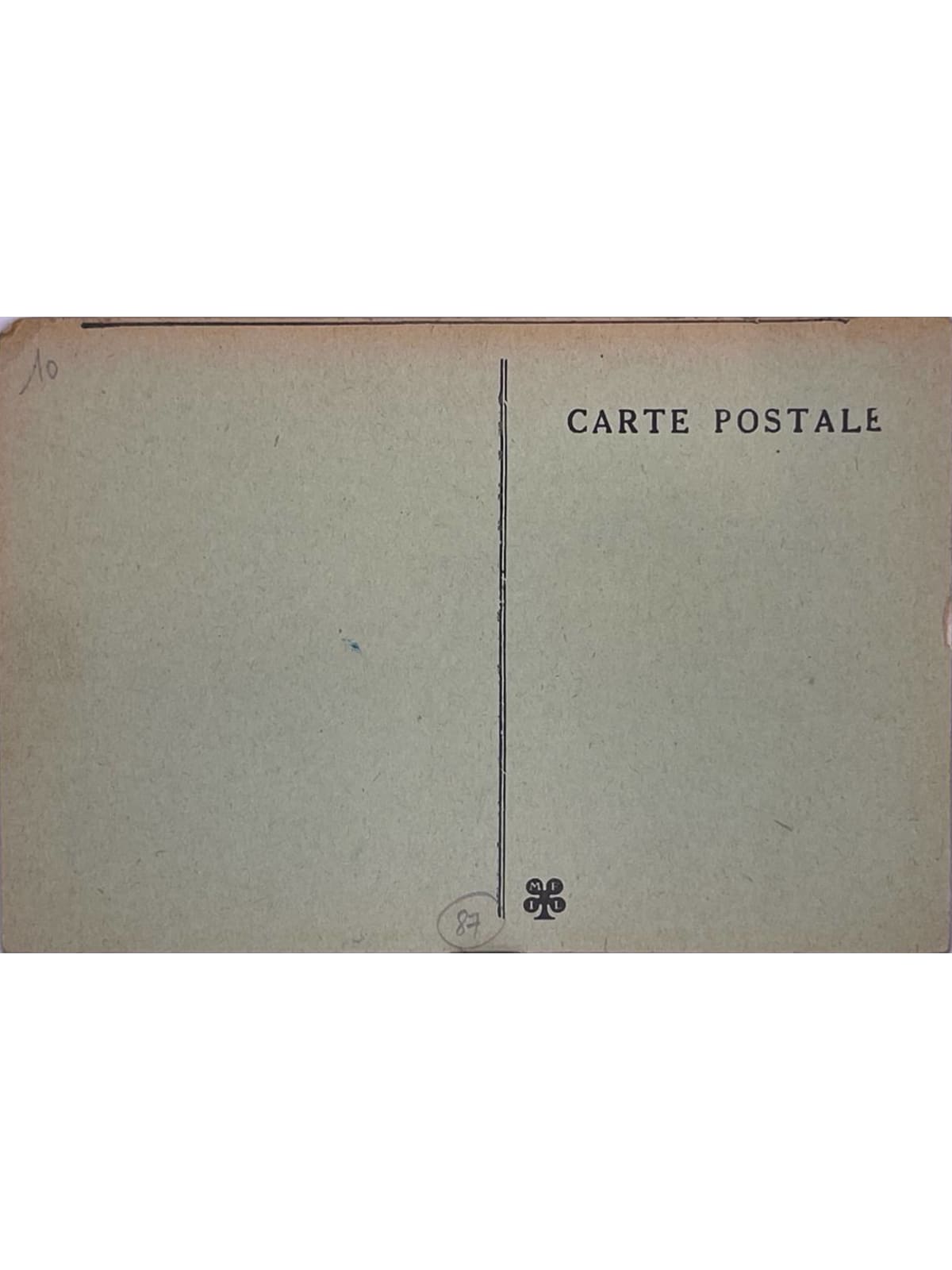 Verso de la carte postale