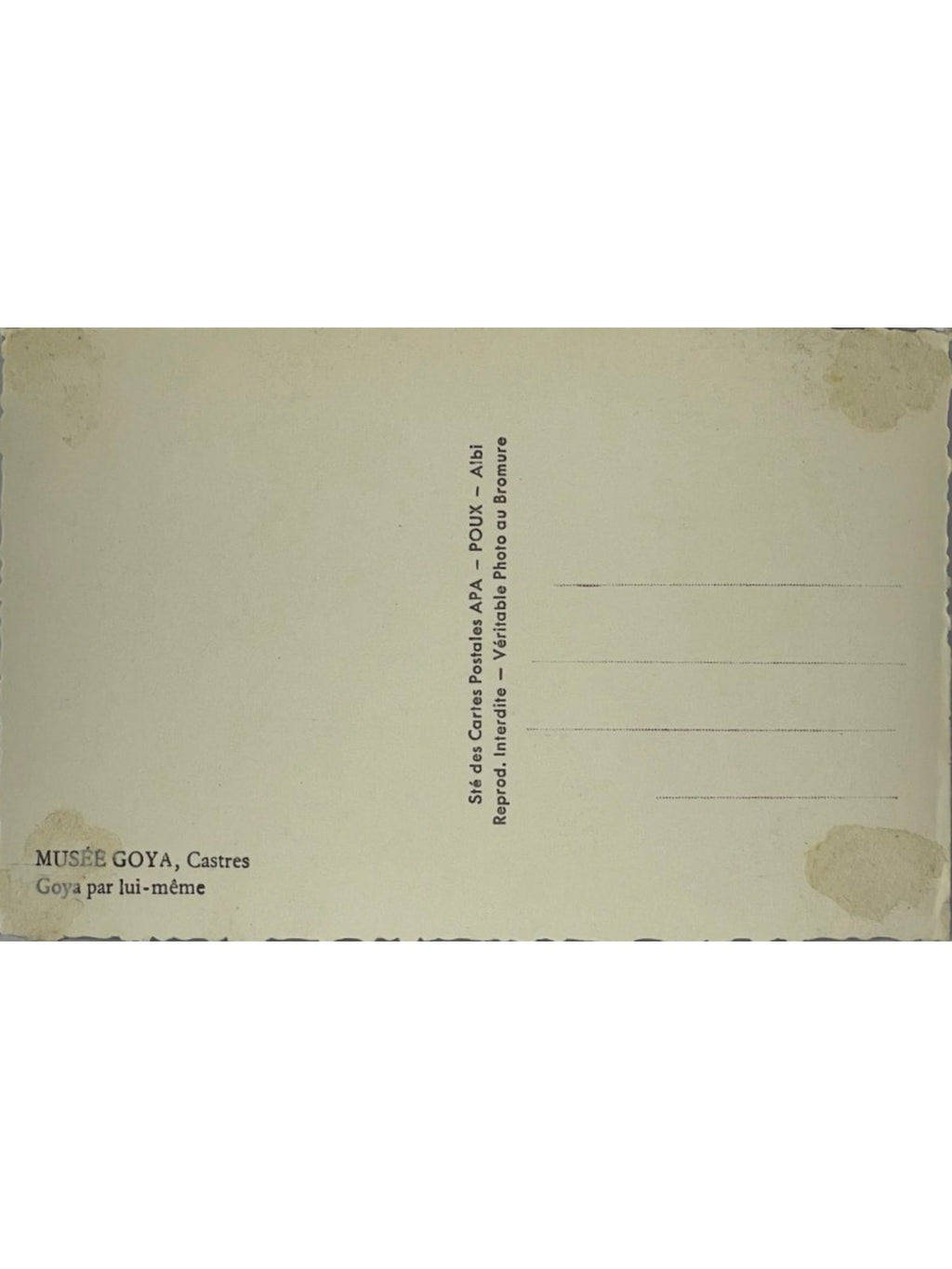 Verso de la carte postale