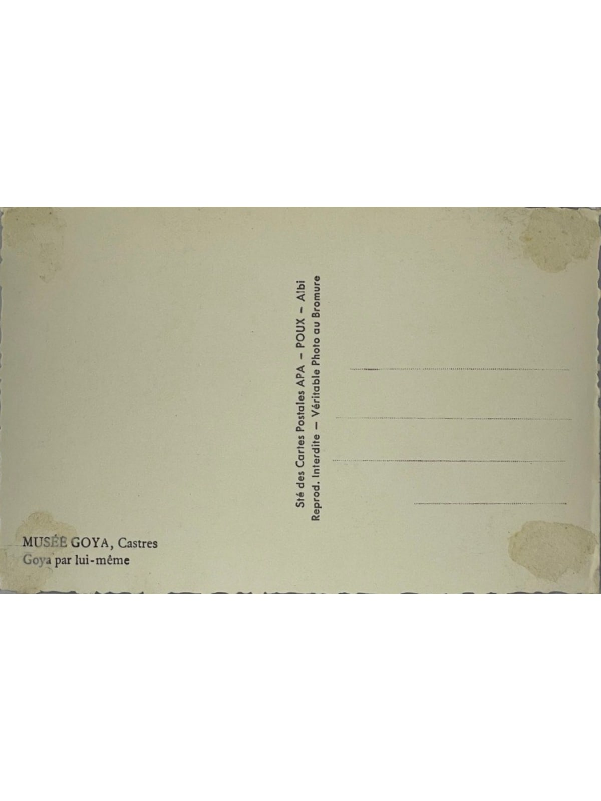 Verso de la carte postale