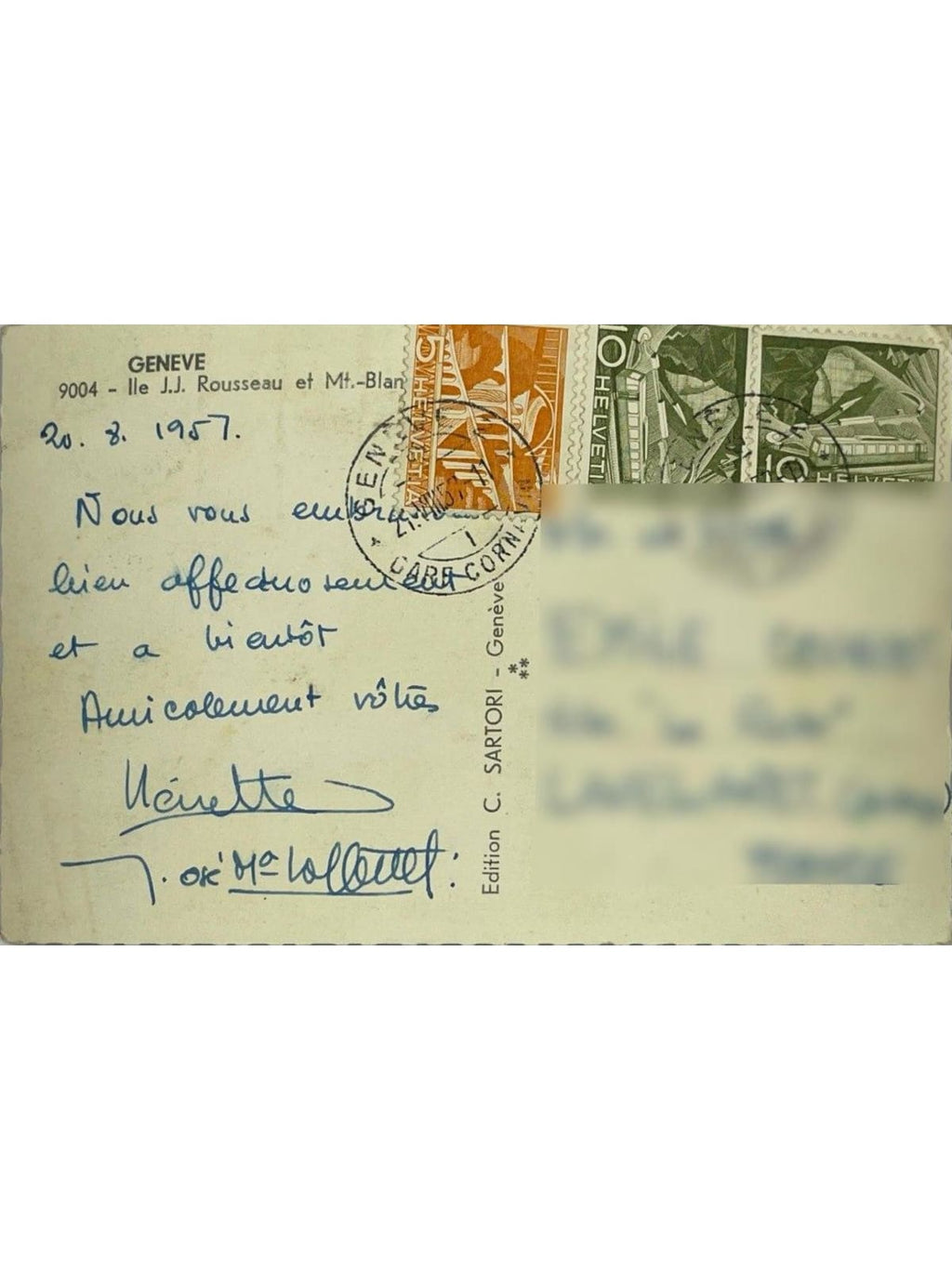 Verso de la carte postale