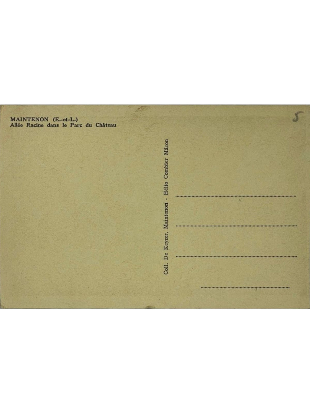 Verso de la carte postale
