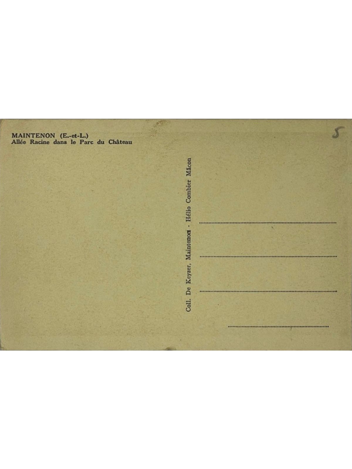 Verso de la carte postale