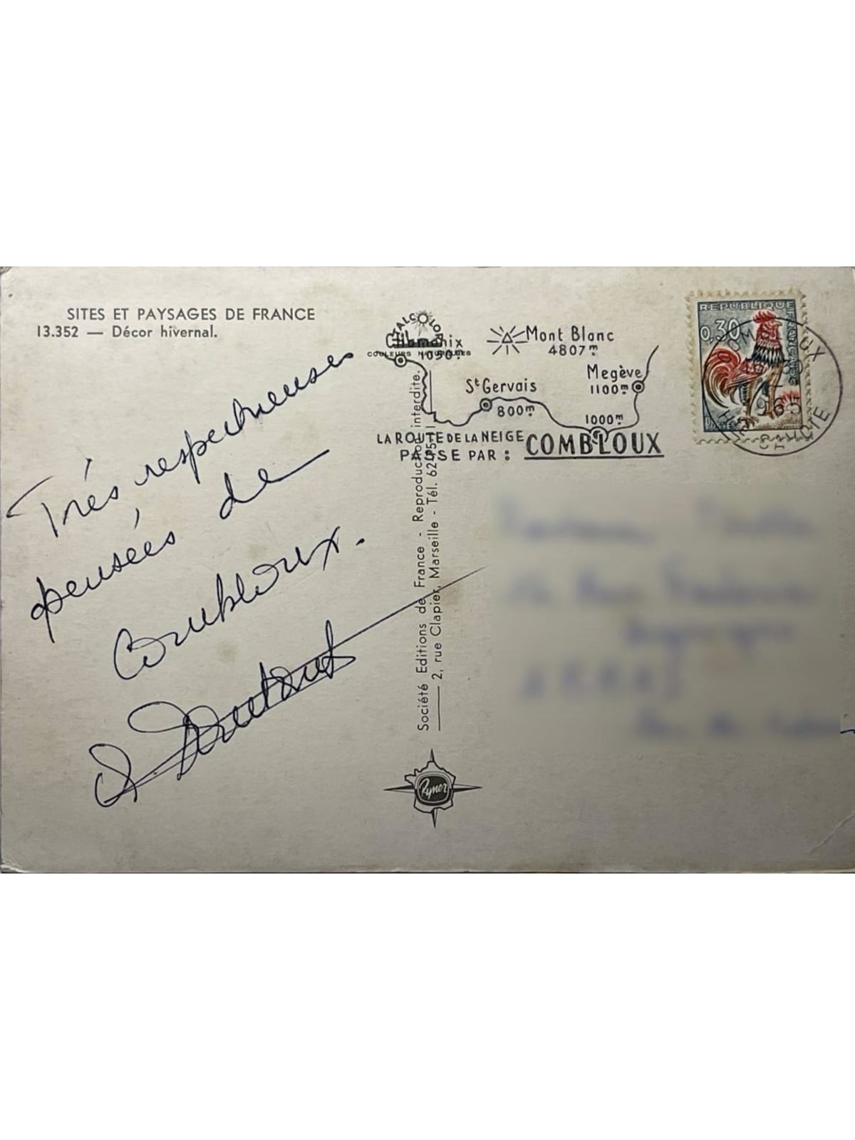 Verso de la carte postale