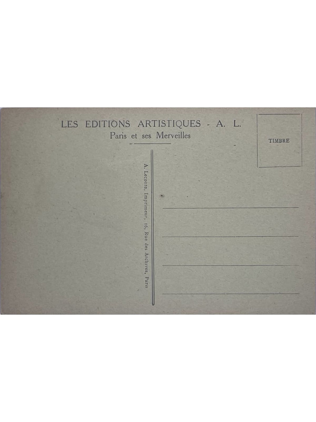 Verso de la carte postale