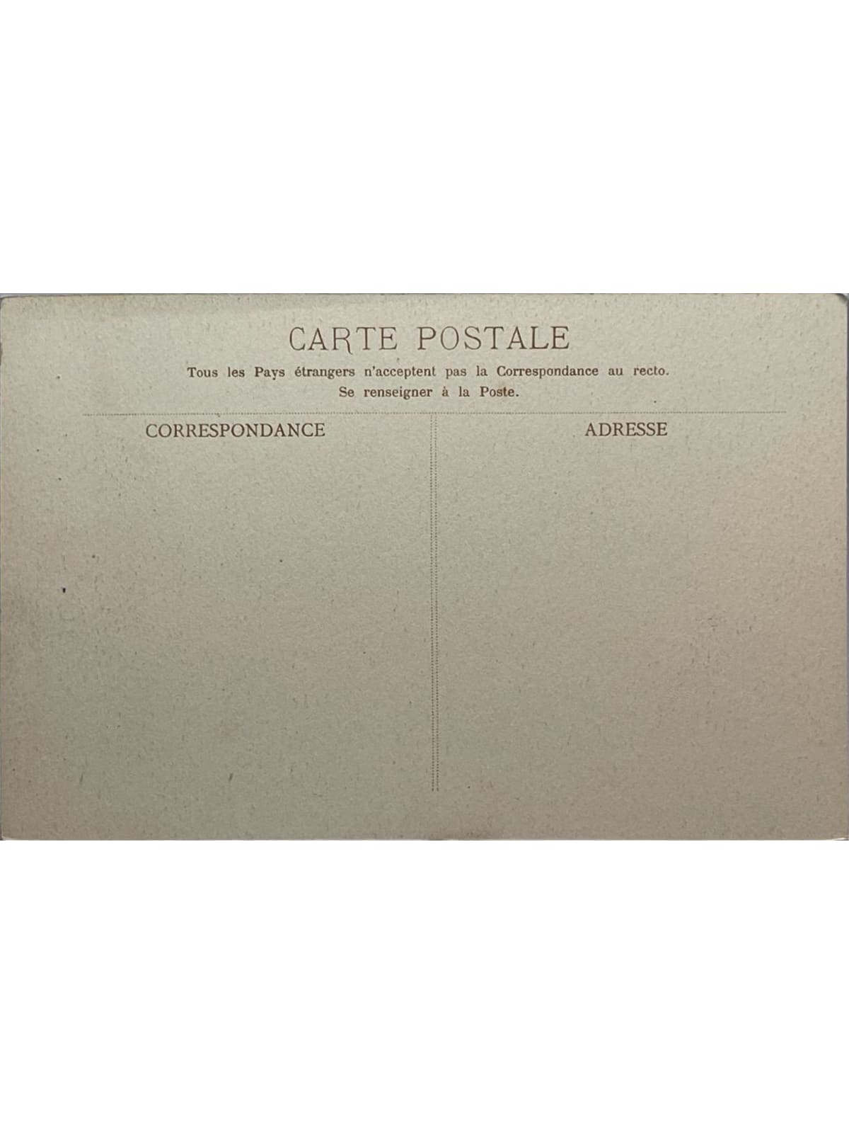 Verso de la carte postale