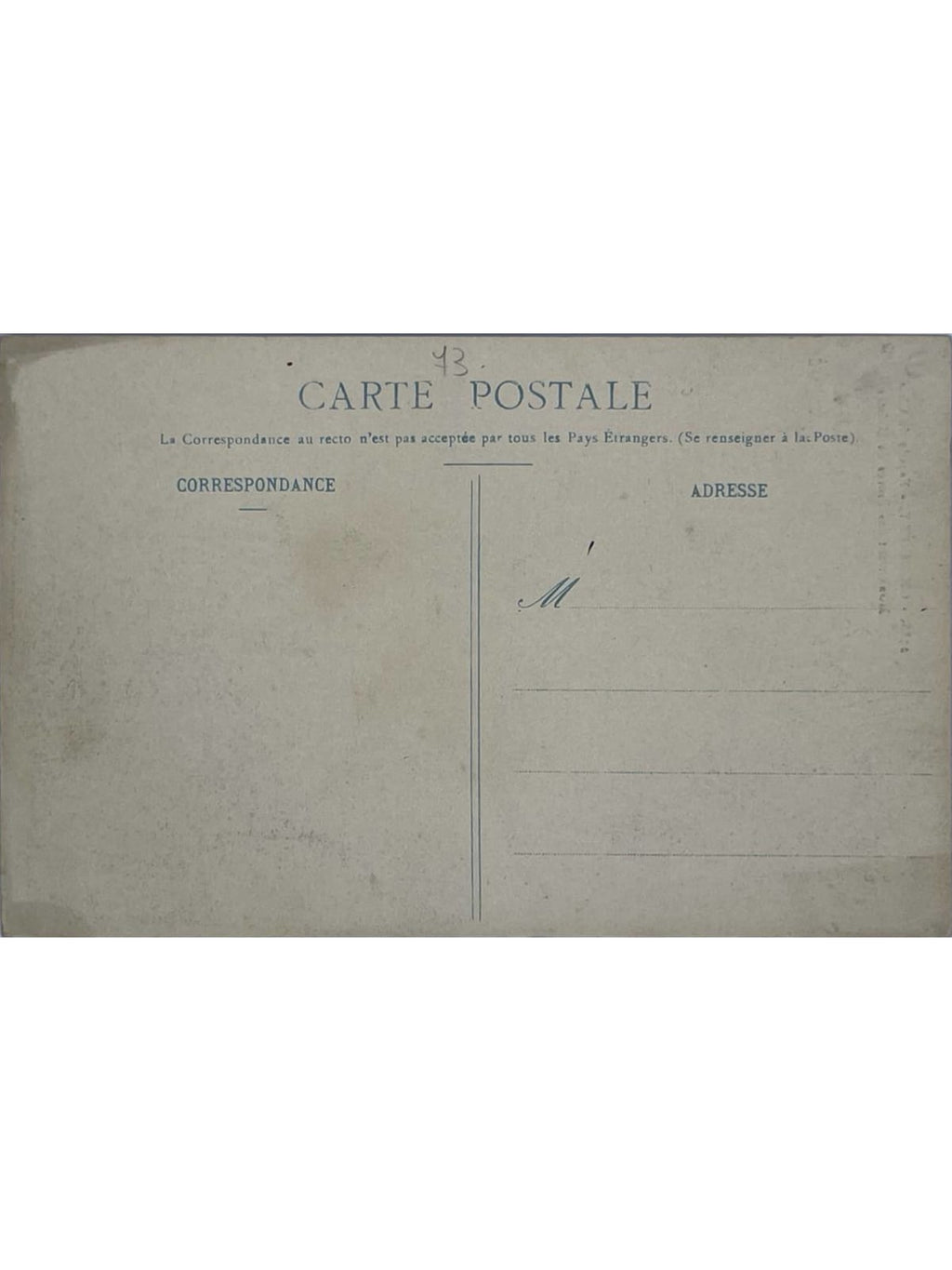 Verso de la carte postale