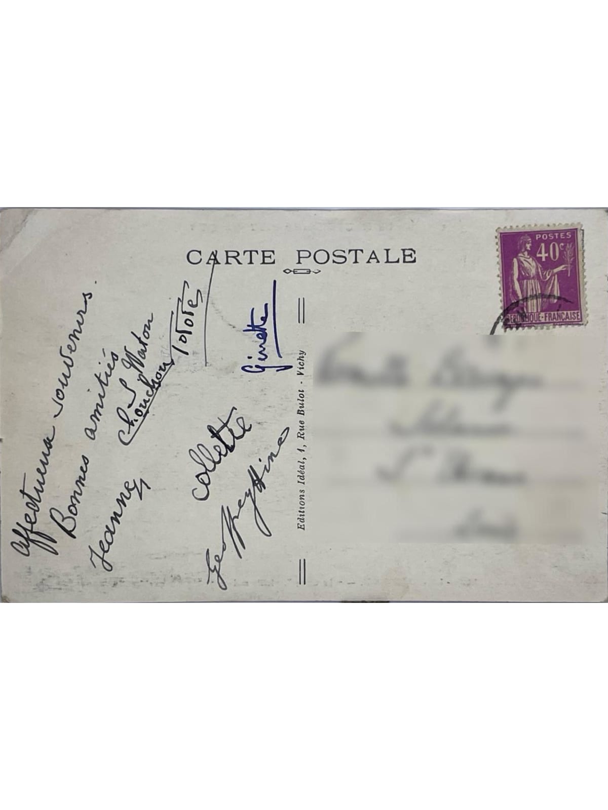 Verso de la carte postale
