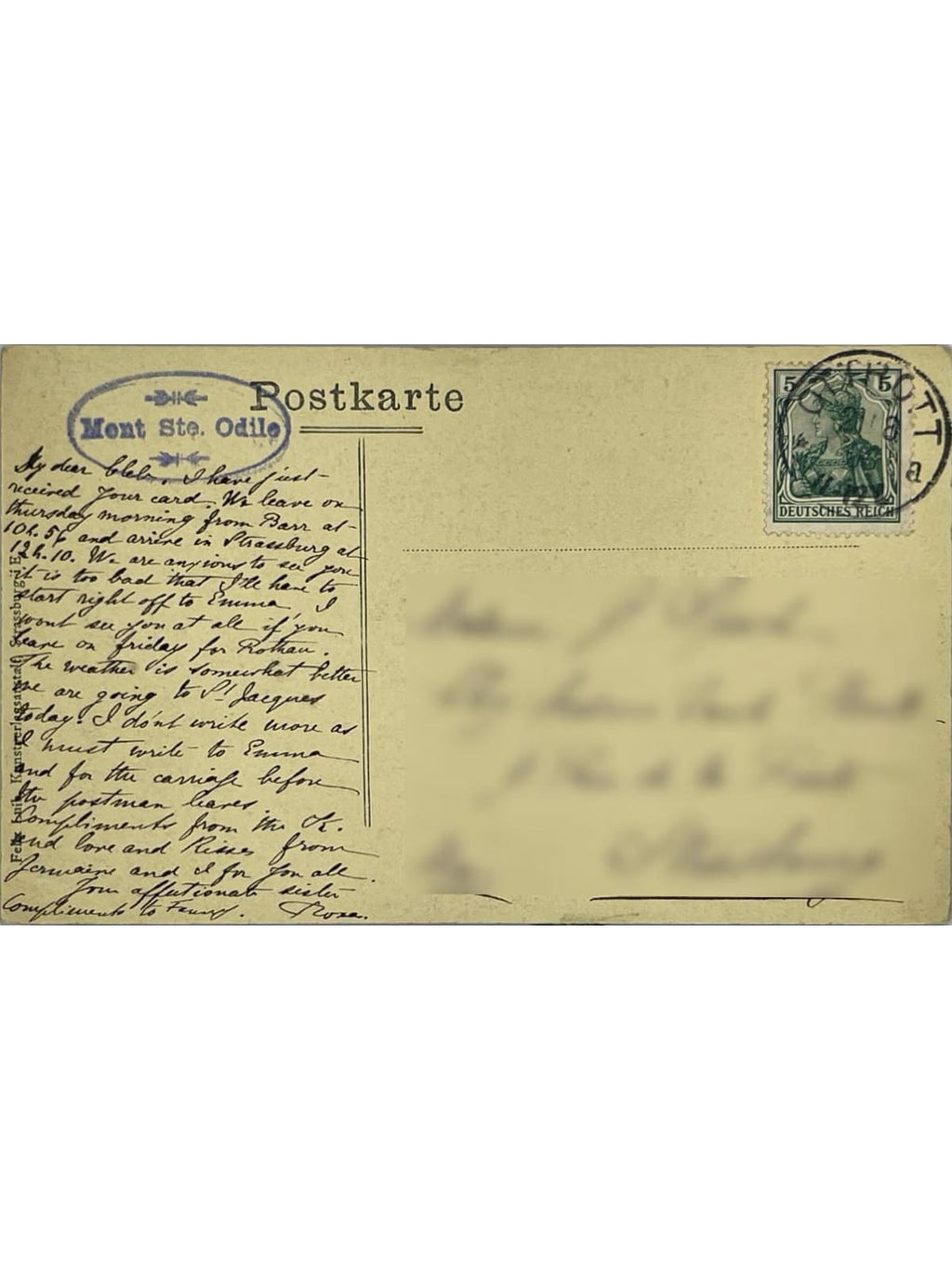 Verso de la carte postale